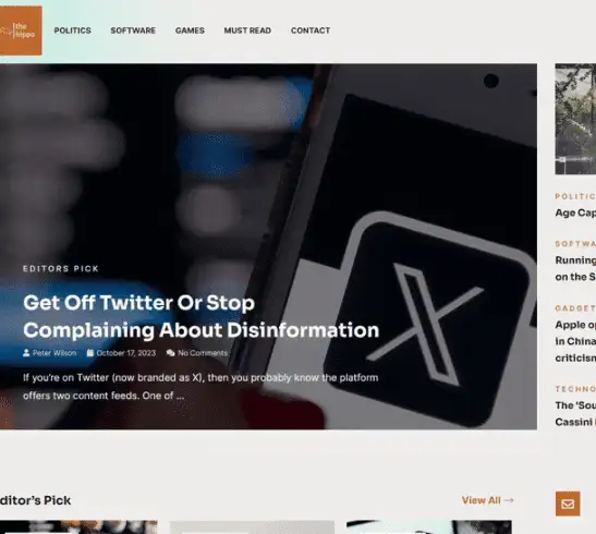 screenshot of a blog
